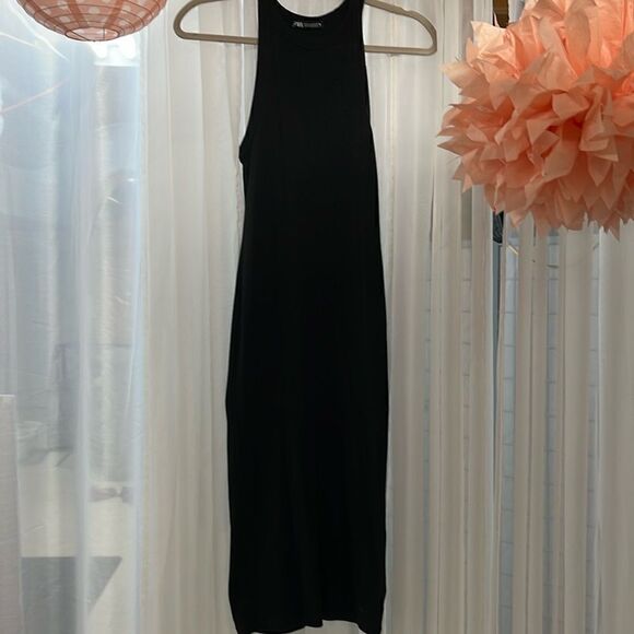 Zara Ribbed Bodycon Dress, Black Medium. - Picture 8 of 8